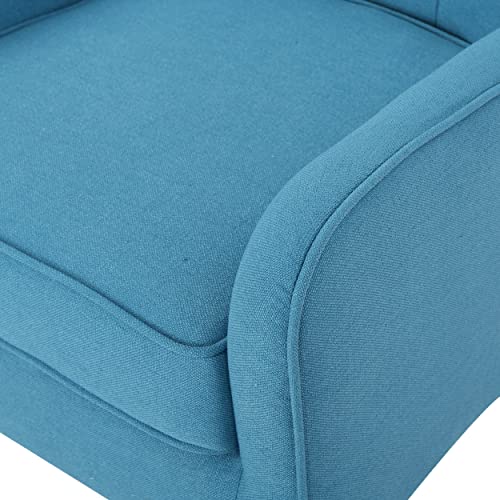 Mid-Century Teal Fabric Arm Chair Set - 2 Pieces