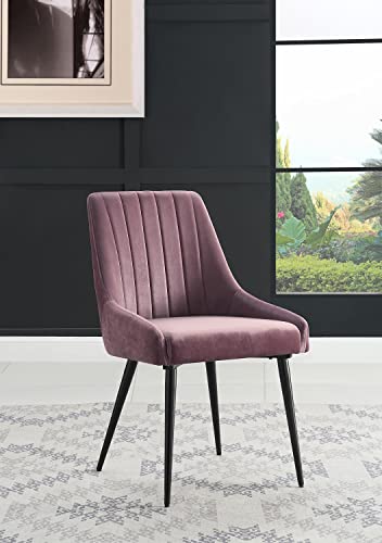 Pink and Black Tufted Fabric Side Chairs - Set of 2