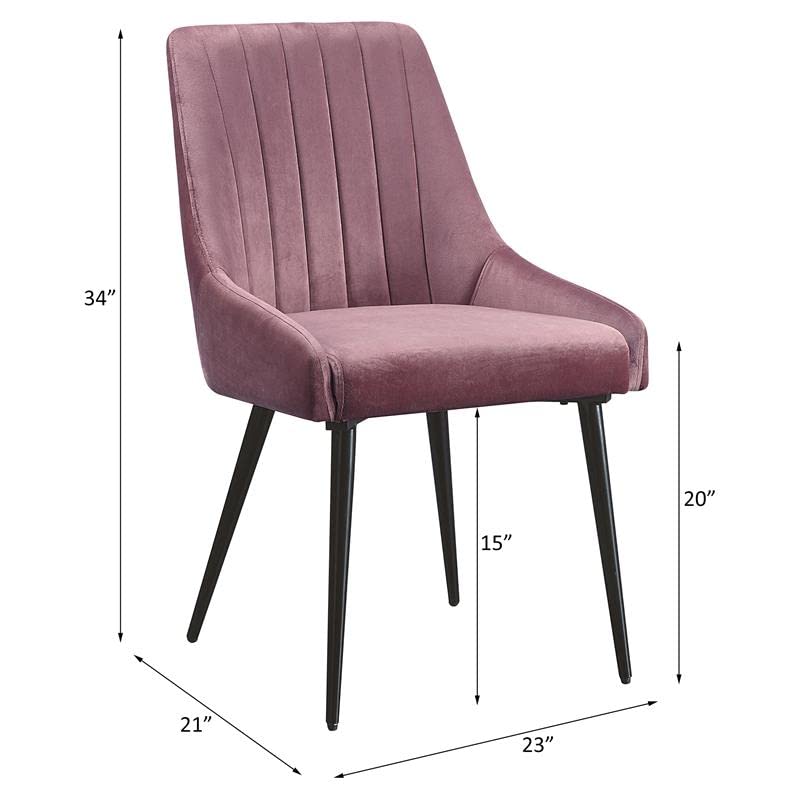 Pink and Black Tufted Fabric Side Chairs - Set of 2