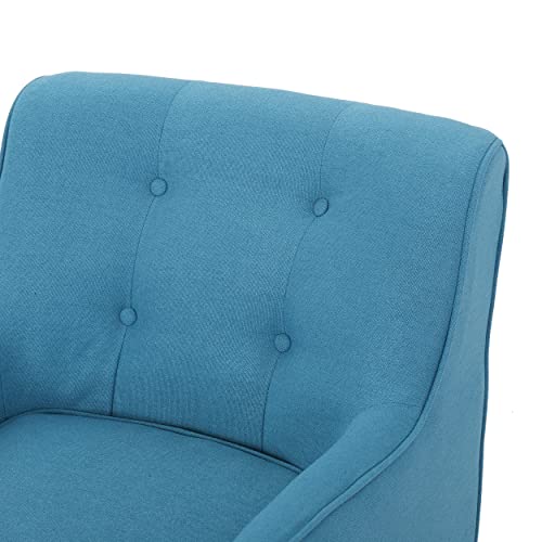Mid-Century Teal Fabric Arm Chair Set - 2 Pieces