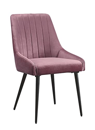 Pink and Black Tufted Fabric Side Chairs - Set of 2