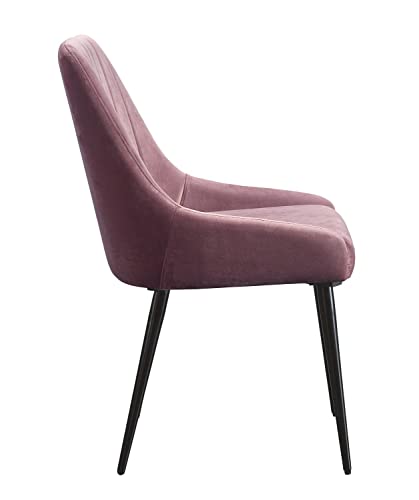 Pink and Black Tufted Fabric Side Chairs - Set of 2