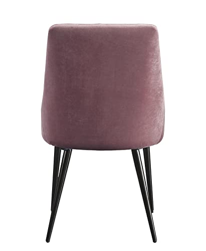 Pink and Black Tufted Fabric Side Chairs - Set of 2
