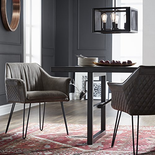 Stylish Brown and Black Upholstered Metal Chair