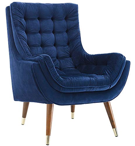 Navy Velvet Tufted Lounge Chair by Modway