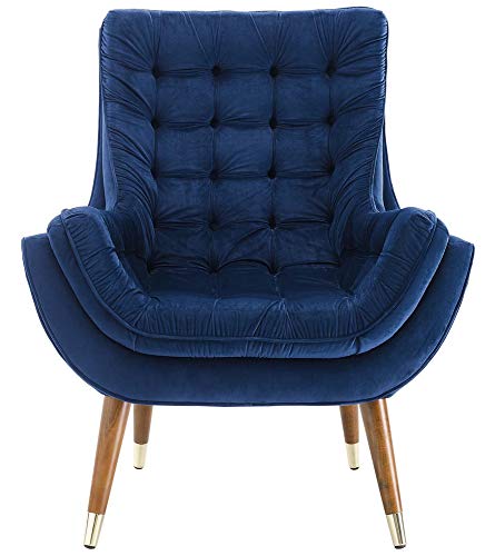 Navy Velvet Tufted Lounge Chair by Modway