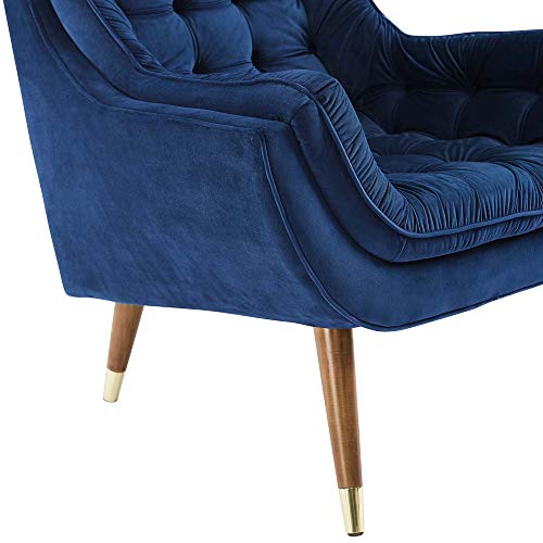 Navy Velvet Tufted Lounge Chair by Modway