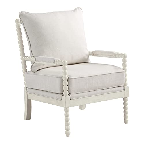 Kaylee Spindle Accent Chair in White Linen