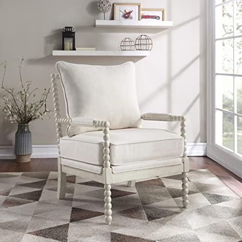 Kaylee Spindle Accent Chair in White Linen