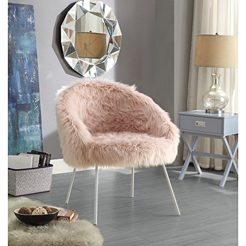Ana Rose Upholstered Fur Accent Chair with Metal Legs