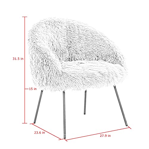 Ana Rose Upholstered Fur Accent Chair with Metal Legs