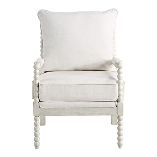 Kaylee Spindle Accent Chair in White Linen