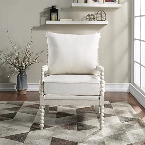 Kaylee Spindle Accent Chair in White Linen