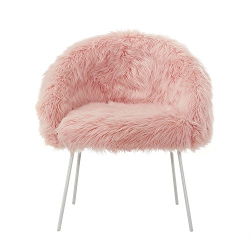 Ana Rose Upholstered Fur Accent Chair with Metal Legs