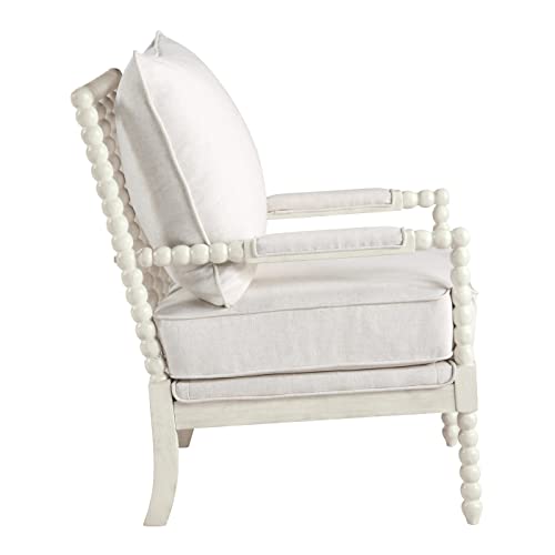 Kaylee Spindle Accent Chair in White Linen