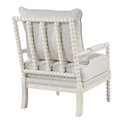 Kaylee Spindle Accent Chair in White Linen