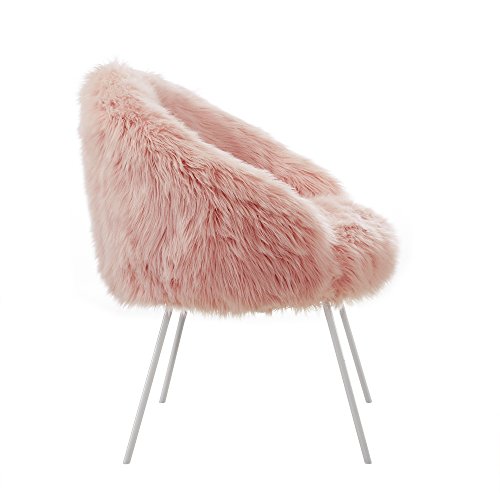 Ana Rose Upholstered Fur Accent Chair with Metal Legs
