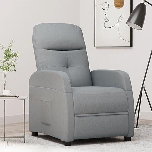 Light Gray Reclining Chair with Adjustable Headrest