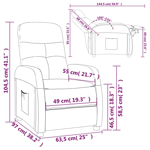 Light Gray Reclining Chair with Adjustable Headrest