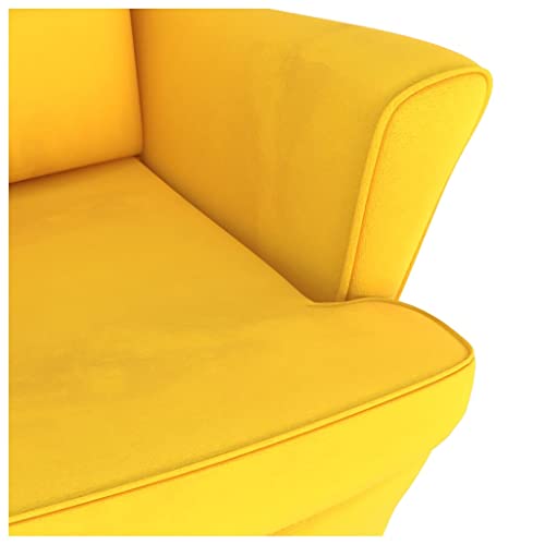Yellow Velvet Rocking Chair with Rubber Wood Legs