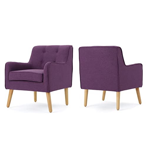 Felicity Mid-Century Purple Fabric Arm Chairs Set