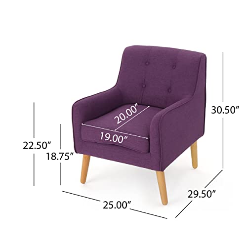 Felicity Mid-Century Purple Fabric Arm Chairs Set