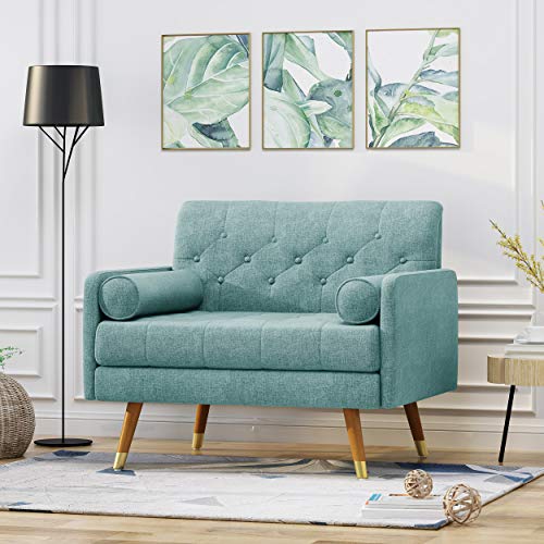 Mid-Century Modern Blue Fabric Club Chair