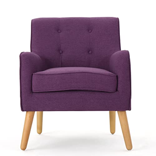 Felicity Mid-Century Purple Fabric Arm Chairs Set