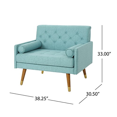 Mid-Century Modern Blue Fabric Club Chair