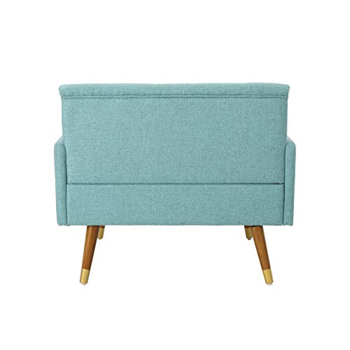 Mid-Century Modern Blue Fabric Club Chair