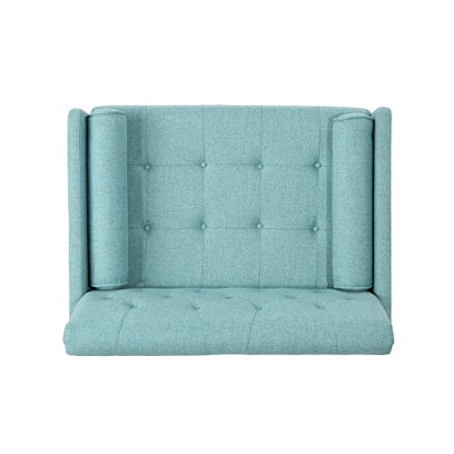 Mid-Century Modern Blue Fabric Club Chair
