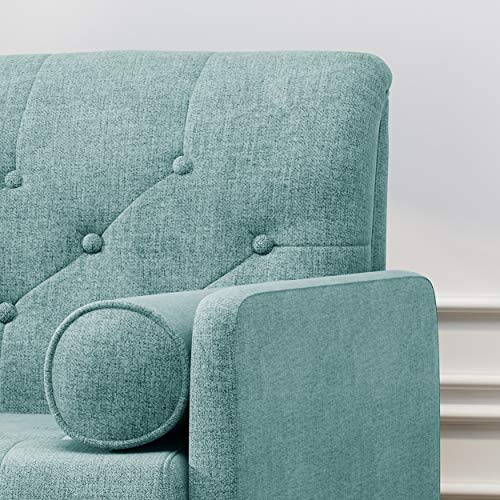 Mid-Century Modern Blue Fabric Club Chair