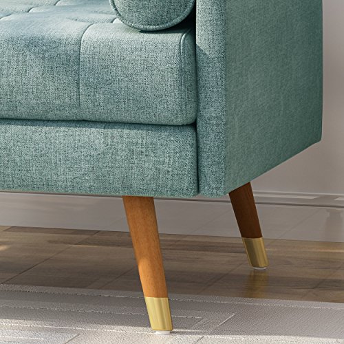 Mid-Century Modern Blue Fabric Club Chair
