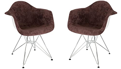 Coffee Brown Velvet Eiffel Accent Chairs Set of 2