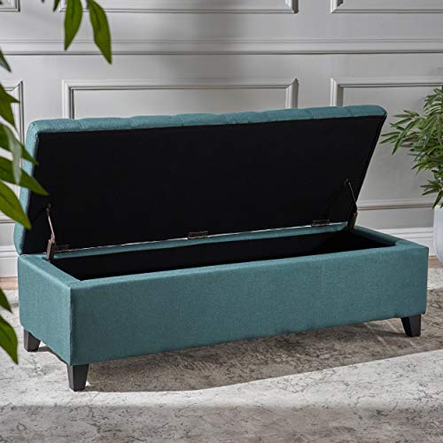Dark Teal Recliner Chair and Storage Ottoman Set