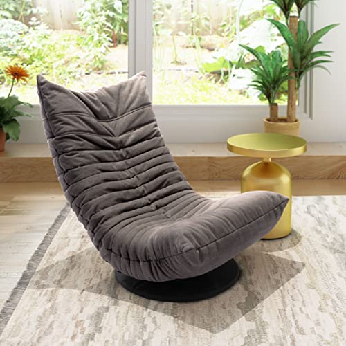 Modern Gray Down Low Swivel Chair