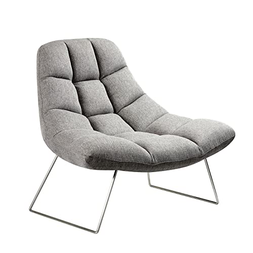 Light Grey Accent Chair with Brushed Steel Legs
