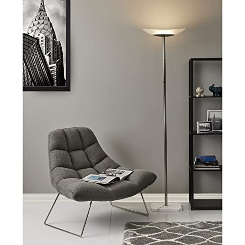 Light Grey Accent Chair with Brushed Steel Legs
