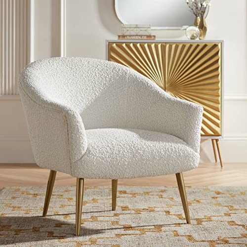 Lina White Sheep Accent Chair with Gold Legs