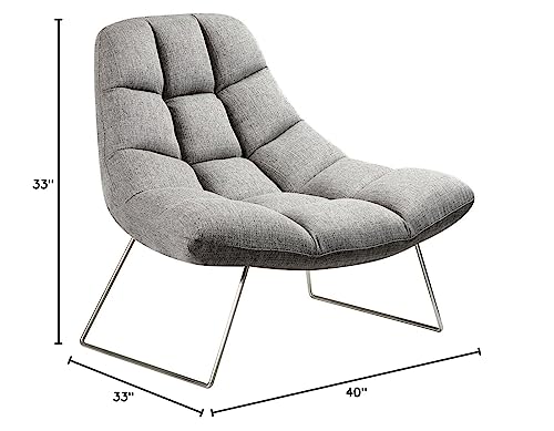 Light Grey Accent Chair with Brushed Steel Legs