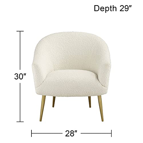 Lina White Sheep Accent Chair with Gold Legs