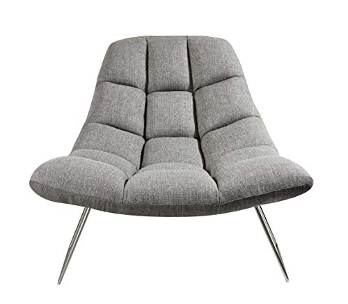 Light Grey Accent Chair with Brushed Steel Legs