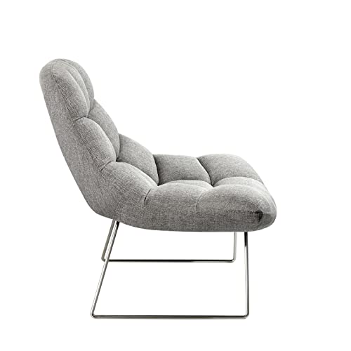 Light Grey Accent Chair with Brushed Steel Legs