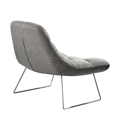 Light Grey Accent Chair with Brushed Steel Legs