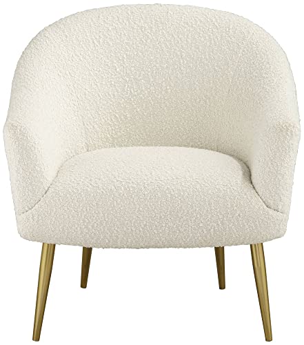 Lina White Sheep Accent Chair with Gold Legs