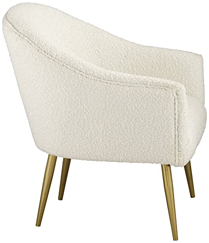 Lina White Sheep Accent Chair with Gold Legs