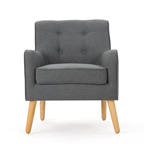 Charcoal Mid-Century Fabric Arm Chair Set