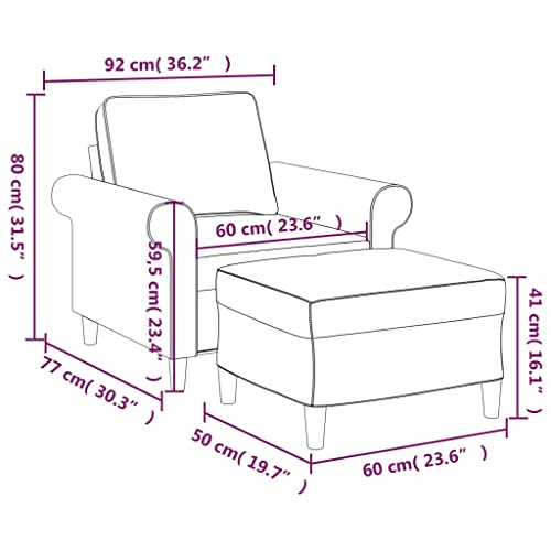 Light Gray Fabric Sofa Chair with Footstool