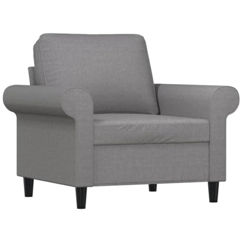 Light Gray Fabric Sofa Chair with Footstool