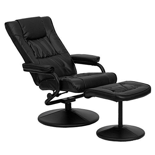 Modern Leather Recliner Chair with Swivel Ottoman